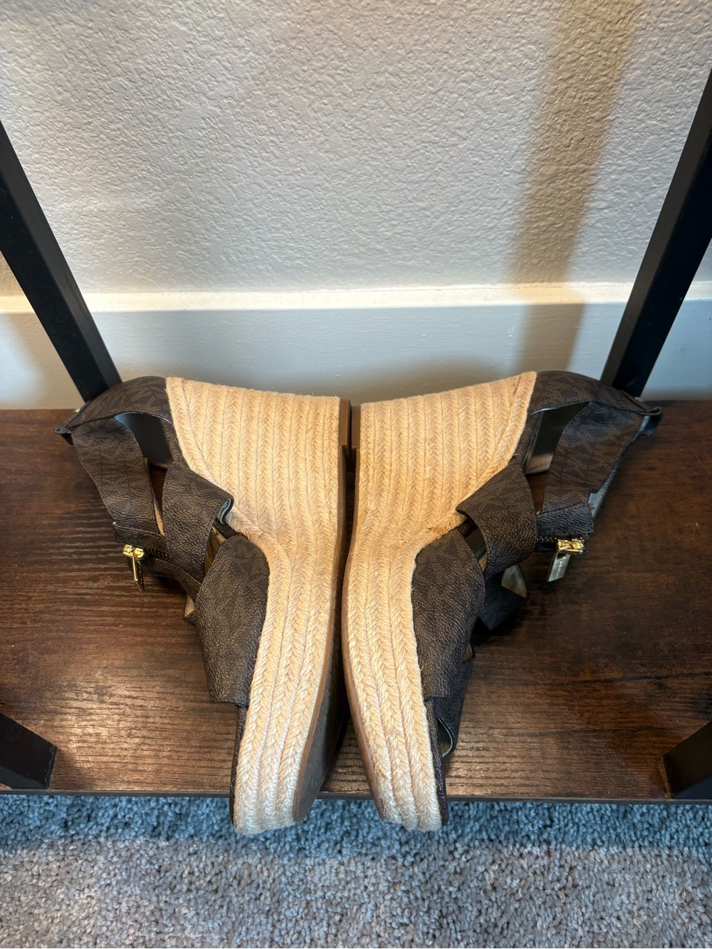 Michael Kors Dark Brown Zipper Espadrille Wedge Sandals - Picture 2 of 8